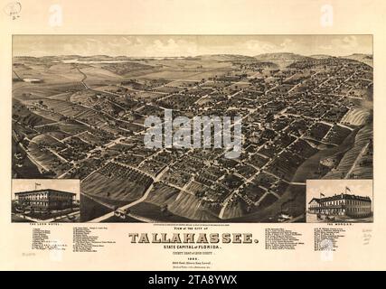 Blick auf die Stadt Tallahassee. Hauptstadt von Florida, County Seat von Leon County 1885. Stockfoto