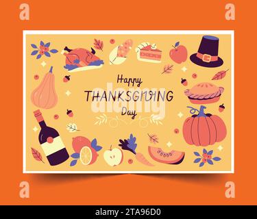 Hand gezeichnet Thanksgiving Hintergrund Design Vektor Illustration Stock Vektor