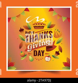 Verlaufstext Thanksgiving Feier Design Vektor Illustration Stock Vektor