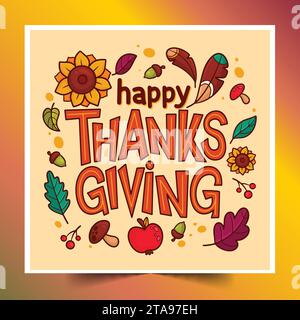 Hand gezeichnet Thanksgiving Text Design Vektor Illustration Stock Vektor