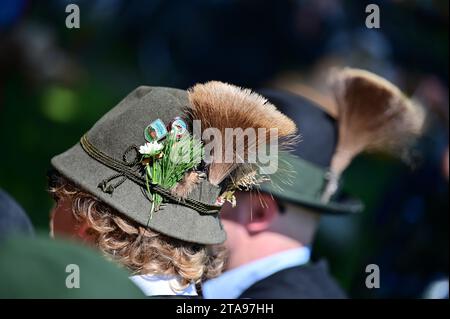 Ein typischer Hut mit Gämsenbart im Salzkammergut (Bad Goisern) Stockfoto