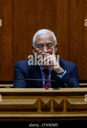 Lissabon, 11/29/2023 - Plenum der Versammlung der Republik - Abstimmung über den endgültigen Staatshaushalt 2024. António Costa Stockfoto