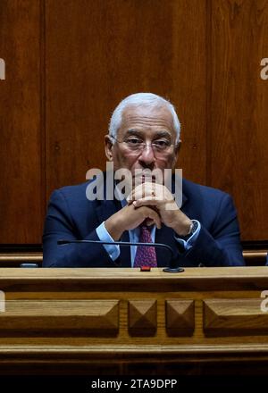 Lissabon, 11/29/2023 - Plenum der Versammlung der Republik - Abstimmung über den endgültigen Staatshaushalt 2024. António Costa Stockfoto