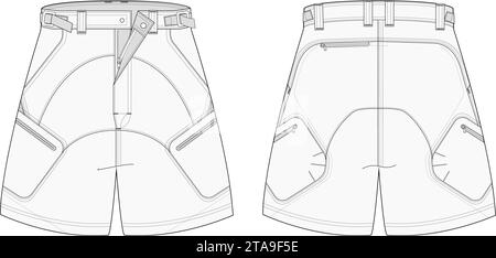 Cargo Shorts Mode Technische Illustration Stock Vektor