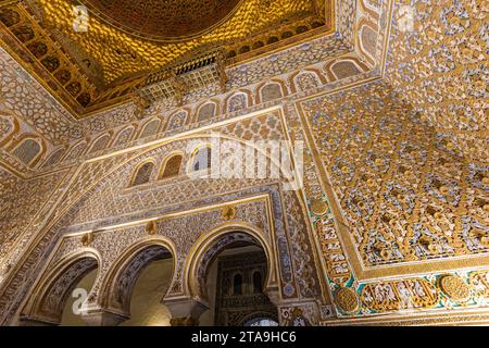 Salon der Botschafter in Royal Alcazars, Sevilla, Andalusien, Spanien Stockfoto