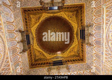 Salon der Botschafter in Royal Alcazars, Sevilla, Andalusien, Spanien Stockfoto