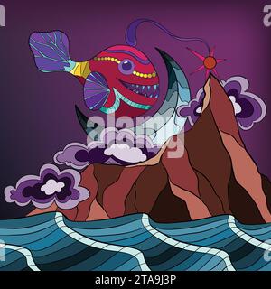 Riesenangler-Fische am Himmel Stock Vektor