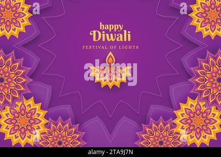 Papierstil diwali Festival Hintergrund Design Vektor Illustration Stock Vektor