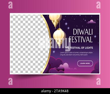 Verlauf horizontale Banner Vorlage diwali Festival Feier Design Vektor Illustration Stock Vektor