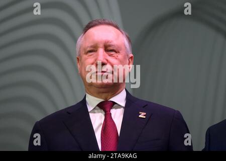 Sankt Petersburg, Russland. November 2023. Alexander Beglov, Gouverneur von St. Petersburg nimmt an der XXVII Internationalen Forum-Ausstellung russischer Industrieller Teil, die auf dem Expoforum in Sankt Petersburg stattfand. Quelle: SOPA Images Limited/Alamy Live News Stockfoto