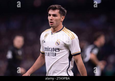 Madrid, Spanien. November 2023. UEFA Champions League Fußball-Spiel Real Madrid gegen Neapel im Santiago Bernabeu Stadium, Madrid 29. November 2023. Brahim Diaz 900/Cordon Press Credit: CORDON PRESS/Alamy Live News Stockfoto