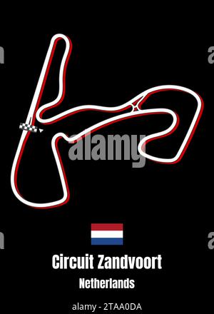 Poster zur Karte von Circuit Zandvoort, Niederlande Stock Vektor