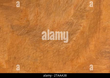 Braune Alte Abgenutzte Geschnittene Holzplatte Oberfläche Hölzerne Textur Hintergrund. Stockfoto
