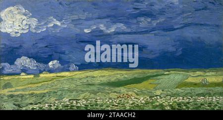 Vincent van Gogh - Wheatfield Under Thunderwolken - VGM F778. Stockfoto