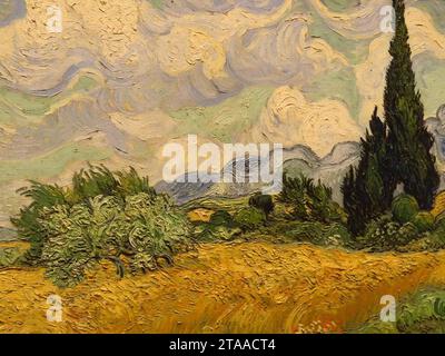 Vincent Van Gogh 1889 Weizenfeld mit Zypressen. Stockfoto