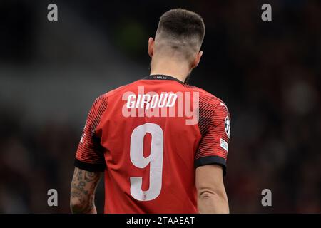 Mailand, Italien. November 2023. Olivier Giroud vom AC Milan während des UEFA Champions League-Spiels in Giuseppe Meazza, Mailand. Der Bildnachweis sollte lauten: Jonathan Moscrop/Sportimage Credit: Sportimage Ltd/Alamy Live News Stockfoto
