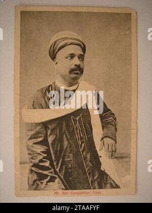 Alte Postkarte von Bal Gangadhar Tilak (unbekanntes Datum). Stockfoto