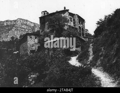 Vista General de Sant Salvador de la Vedella. Stockfoto