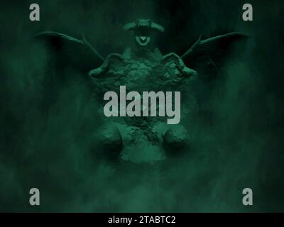 Digitale Illustration Kunst des Drachen dunkle Thron. Stockfoto