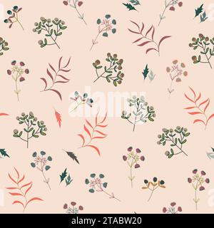 Abstraktes Blumenmuster bei kleinen Blüten. Liberty STYLE. Nahtloser Hintergrund mit Blumenmuster für modische Prints. Frühlingssommerdesign zum Drucken, Einpacken, W Stock Vektor