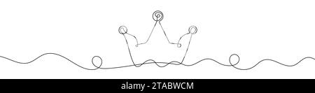 Kronenlinearer Hintergrund. Eine kontinuierliche Linienzeichnung der Krone. Vektorgrafik. Kronensymbol Stock Vektor