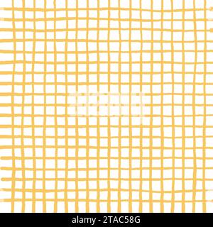 Gingham Check-Vektormuster in leuchtenden, satten Farben. Handgezeichnete kreuzte Streifen. Geometrischer Hintergrund mit Schachzug. Cottage Stock Vektor