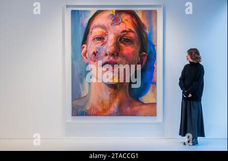 London, Großbritannien. November 2023 30. Skene, 2023 - Ekkyklema von Jenny Saville - Gagosian Exhibit New Paintings Exploring the Intersection of Physical and Digital Reality. Eröffnung in der Davies Street Gallery. Guy Bell/Alamy Live News Stockfoto