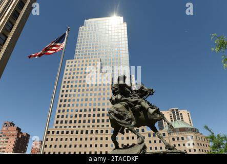 New York, USA – 24. Mai 2018: America's Response Monument im Liberty Park nahe dem NYC 9/11 Memorial in New York. Stockfoto