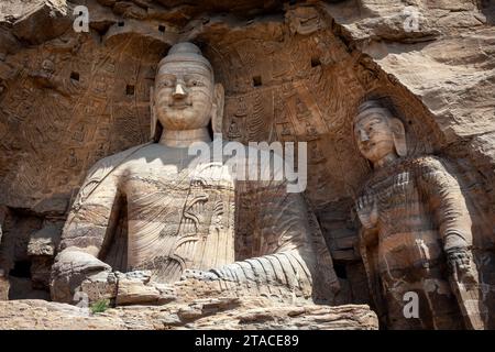 Die Buddhas der Yungang Grotten in China Stockfoto