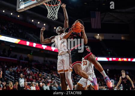 Während eines NCAA Basketballspiels für Männer am Mittwoch, 29. November 2023, im Galen Center in Los Angeles, CA. Die Trojaner besiegten die Eagles 106–78. (J Stockfoto