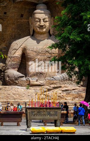 Die Buddhas der Yungang Grotten in China Stockfoto