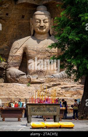 Die Buddhas der Yungang Grotten in China Stockfoto