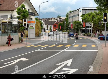 Vaduz, Liechtenstein - 02. Juni 2017: Alltag im Zentrum von Vaduz, Liechtenstein. Stockfoto