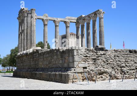 Evora, römischer Tempel von Evora oder Tempel der Diana (1. Jahrhundert A D). Alentejo, Portugal. Stockfoto