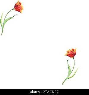 Aquarellrot, nahtloses Muster. Handgezeichnete Illustration mit bunten Frühlingsblumen für Textildesign oder Geschenkpapier. Textur für den Druck Stockfoto