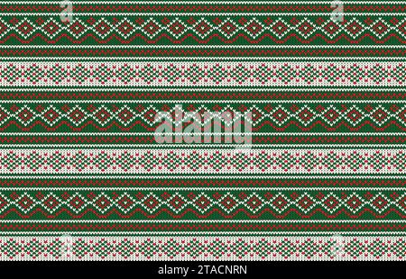 Weihnachtliches Pullover-Muster. Nahtlos gestrickter Weihnachtshintergrund. Skandinavische Jumper-Vektorillustration. Stock Vektor