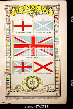 union Jack british Flags atlas 1930s Booklet, veröffentlicht von der CWS, um ihre Pelaw-Reihe von Polituren zu bewerben Stockfoto