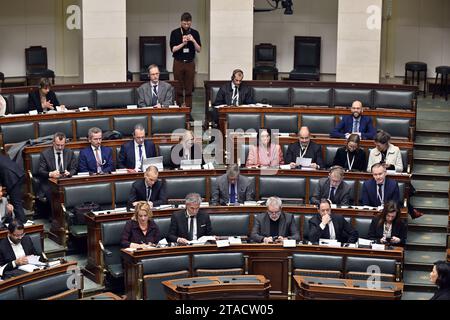 Brüssel, Belgien November 2023 30. Das Bild zeigt eine Plenartagung des Plenums über den belgischen Ratsvorsitz der Europäischen Union im Bundesparlament in Brüssel am Donnerstag, den 30. November 2023. BELGA PHOTO ERIC LALMAND Credit: Belga News Agency/Alamy Live News Stockfoto