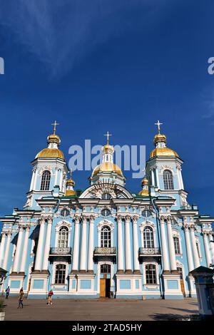 St. Petersburg, Russland. Nikolo Bogoyavlenskiy Morskoy Sobor. St. Nikolaus Marine Kathedrale Stockfoto