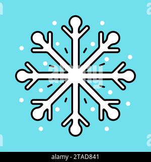 Schneeflocken-Symbol im Cartoon-Stil. Lineares Schild, Wintersymbol, Logo. Schneeflocken-Konturvektorsymbol. Vektorentwurzelement Stock Vektor