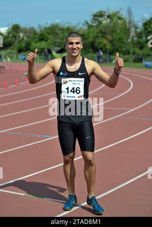 Adam Gemili (East London University), der in der U23 100 m bei den BUCS (British Universities and Colleges Sport) Championships, Bedford Athl, antrat Stockfoto