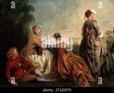 Ein peinlicher Vorschlag (Detail) um 1716 von Jean-Antoine Watteau Stockfoto