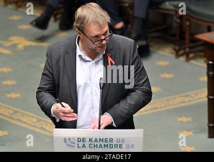 Brüssel, Belgien November 2023 30. HERR Emmanuel Burton, Bild auf einer Plenartagung des Plenums über den belgischen Ratsvorsitz der Europäischen Union am Donnerstag, den 30. November 2023, im Bundesparlament in Brüssel. BELGA PHOTO ERIC LALMAND Credit: Belga News Agency/Alamy Live News Stockfoto