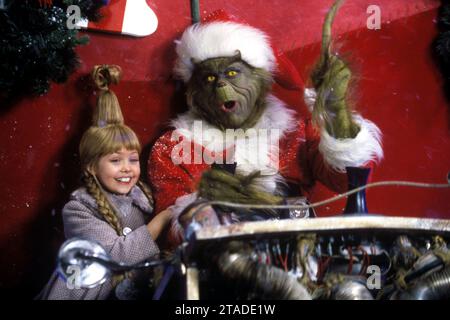 Wie der Grinch den Weihnachtsfilm Taylor Momsen und Jim Carrey gestohlen hat Stockfoto