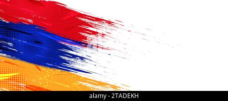 Armenien Flagge mit Pinselstrich Stil isoliert auf weißem Hintergrund. Flagge von Armenien Stock Vektor