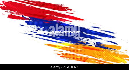 Armenien Flagge mit Pinselstrich Stil isoliert auf weißem Hintergrund. Flagge von Armenien Stock Vektor