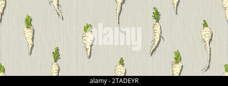 Hand gezeichnetes nahtloses Muster Pastinaken, Vektorillustration Stockfoto