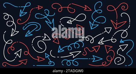 Handgezeichneter Pfeil. Pfeilsymbol mit Sketch Doodle Style. Zeigersymbol Stock Vektor