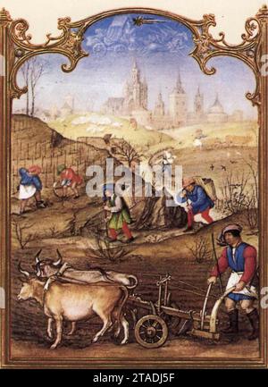 Grimani Breviary: Der Monat März 1510 von Gerard Horenbout Stockfoto