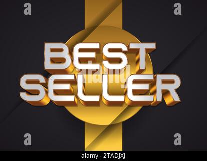 3D-Bestseller-Abzeichen oder -Emblem in weiß und Gold. Goldenes Bestseller-Logo Stock Vektor